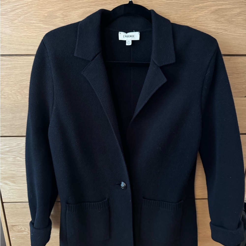L'AGENCE Black Knit Tailored Blazer
